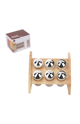 Tiendas EFE Set de 6 especieros de vidrio con base de madera homewell oferta
