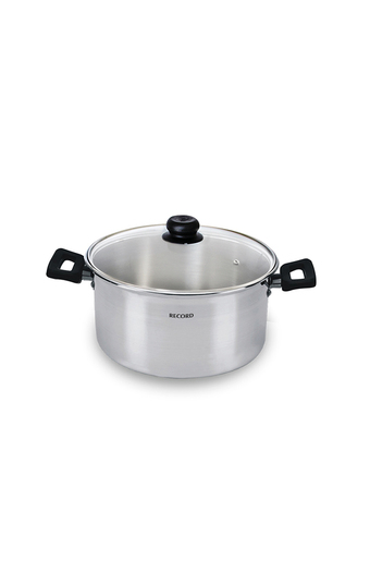Tiendas EFE Olla de aluminio pulido record con tapa de vidrio festejo oferta