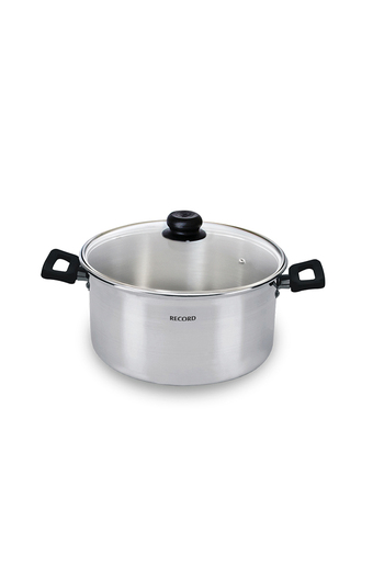 Tiendas EFE Olla de aluminio pulido record con tapa de vidrio festejo oferta