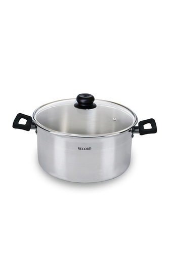 Tiendas EFE Olla de aluminio pulido record con tapa de vidrio festejo oferta