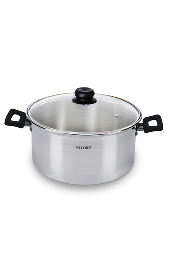 Tiendas EFE Olla de aluminio pulido record con tapa de vidrio festejo oferta