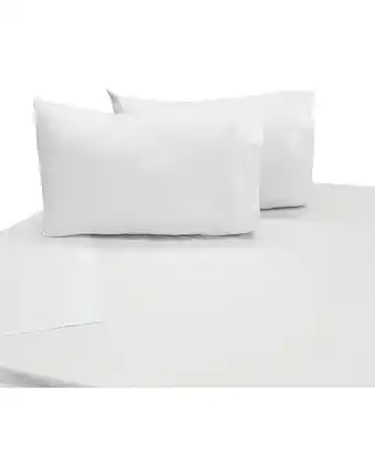 Tiendas EFE Juego de sábanas free home 1.5plz 132h 100% algodón blanco oferta