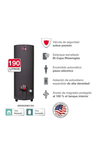 Tiendas EFE Termotanque tipo a 190lt gn rheem oferta