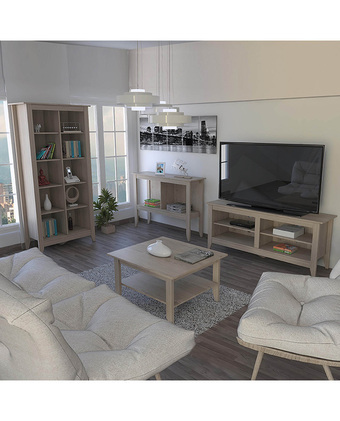 Tiendas EFE Rack tuhome tv 65 + librero + arrimo + mesa de centro essential rovere oferta