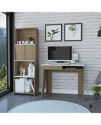 Tiendas EFE Combo tuhome escritorio + biblioteca 160 note blanco miel oferta