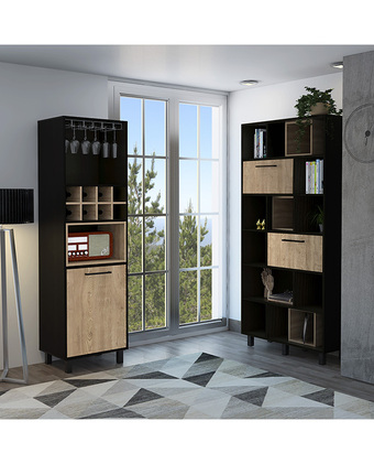 Tiendas EFE Combo tuhome biblioteca + bar alto kaia wengue y miel oferta