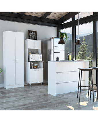 Tiendas EFE Combo tuhome kitchen 42 mueble cocina 54 + barra de cocina + optimizador blanco oferta