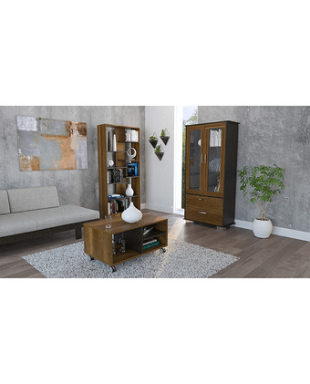 Tiendas EFE Vitrina tuhome + biblioteca + mesa de centro classic caramelo y wengue oferta