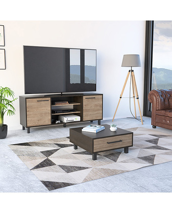 Tiendas EFE Combo tuhome: rack tv 65 + mesa de centro kaia wengue y miel oferta