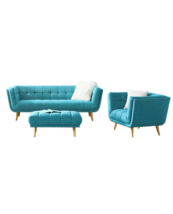Tiendas EFE Juego de sala 3-1 + mesa de centro gladys home premium celeste oferta