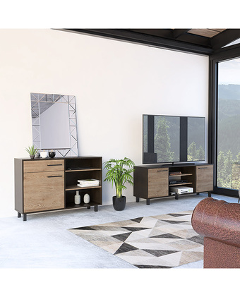 Tiendas EFE Combo tuhome: rack tv 65 + bife kaia wengue y miel oferta