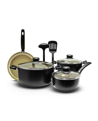 Tiendas EFE Set de ollas antiadherentes de 9pzs record negro oferta
