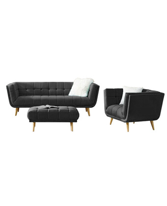 Tiendas EFE Juego de sala 3-1 + mesa de centro gladys home premium negro oferta