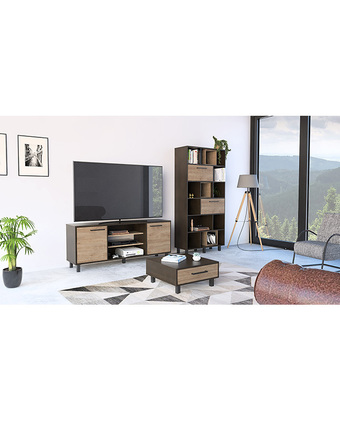 Tiendas EFE Combo tuhome: rack tv 65 + biblioteca + mesa de centro kaia wengue y miel oferta