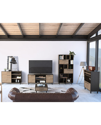 Tiendas EFE Combo tuhome: rack tv 65 + biblioteca + bar + bife + mesa de centro kaia wengue y miel oferta