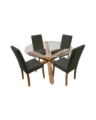 Tiendas EFE Juego de comedor de 4 sillas home premium italo plomo oscuro oferta