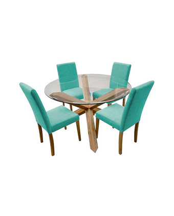 Tiendas EFE Juego de comedor de 4 sillas home premium italo turquesa oferta