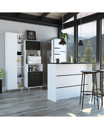 Tiendas EFE Combo tuhome kitchen 34 mueble cocina 54 + barra de cocina + optimizador wengue y blanco oferta