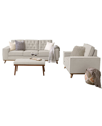 Tiendas EFE Juego de sala 3-1 + mesa de centro kloe home premium blanco oferta