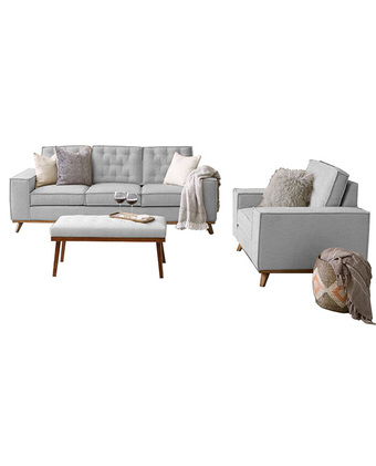 Tiendas EFE Juego de sala 3-1 + mesa de centro kloe home premium gris oferta