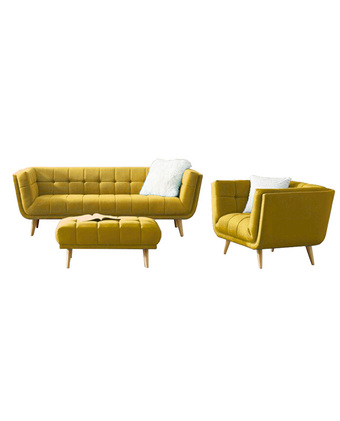 Tiendas EFE Juego de sala 3-1 + mesa de centro gladys home premium amarillo oferta