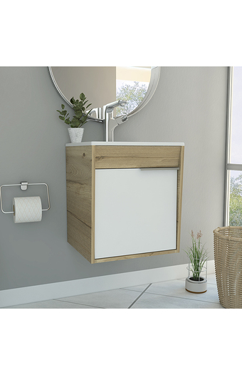 Tiendas EFE Mueble lavamanos tuhome carter 45 flotante- duna y blanco oferta