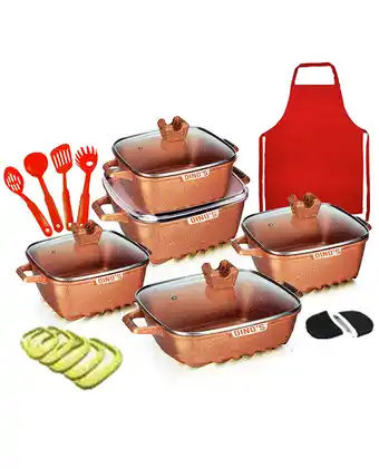 Tiendas EFE Set de ollas dinos de roca volcánica dorado oferta