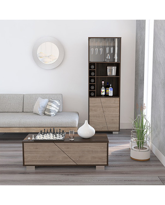 Tiendas EFE Combo tuhome bar alto + mesa de centro fraktal habano y miel oferta