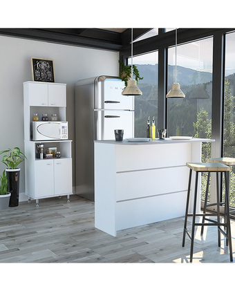 Tiendas EFE Combo tuhome kitchen 15 mueble microondas + barra de cocina blanco oferta