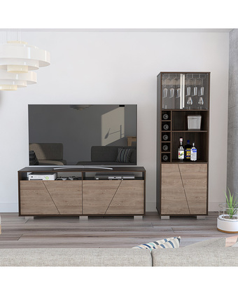 Tiendas EFE Combo tuhome: rack tv 55 + bar alto fraktal habano y miel oferta