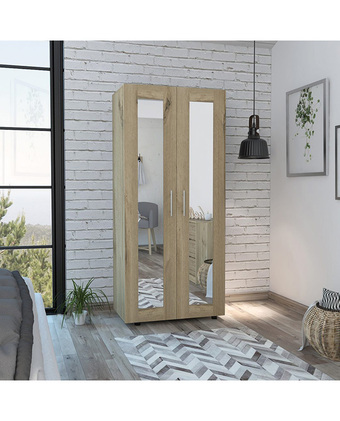 Tiendas EFE Clóset tuhome z-80 2 puertas con espejo duna y blanco oferta