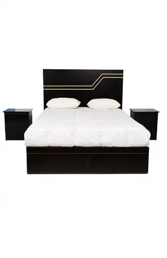 Tiendas EFE Juego de dormitorio falotih tadeo 1.5plz + 2 veladores nogal oscuro oferta