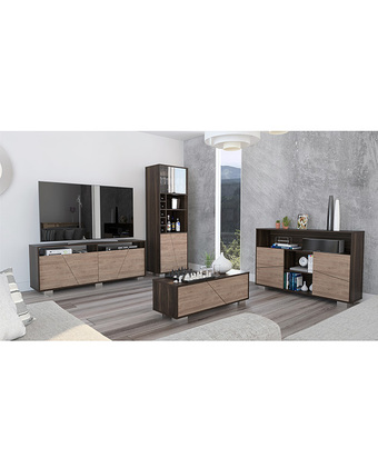Tiendas EFE Combo tuhome: rack tv 55 + bar alto + arrimo + mesa de centro fraktal habano y miel oferta