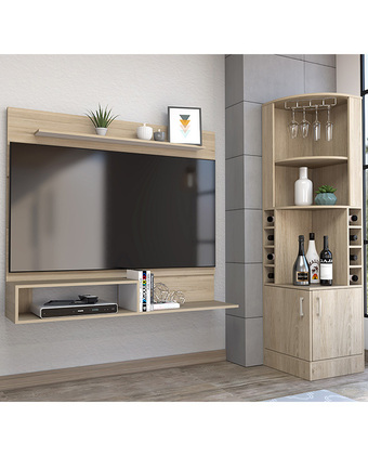 Tiendas EFE Bar esquinero kava + panel de tv 55 beijing tuhome rovere oferta