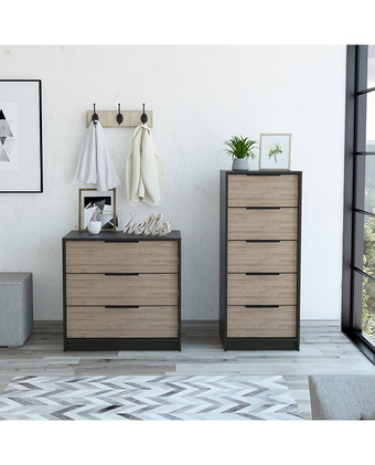 Tiendas EFE Cómoda tuhome 5 cajones + cómoda 3 cajones wengue y miel oferta