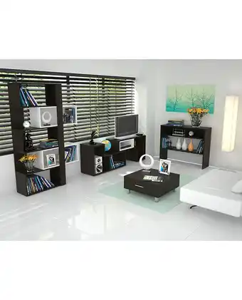 Tiendas EFE Rack extensible tuhome tv 40 + biblioteca cubo + arrimo + mesa de centro wengue oferta