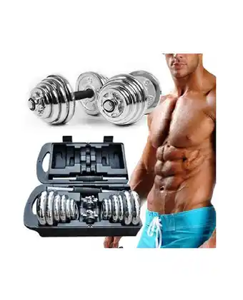 Tiendas EFE Set sport fitness generic de 30kg pesas y mancuernas cromadas + maletín oferta