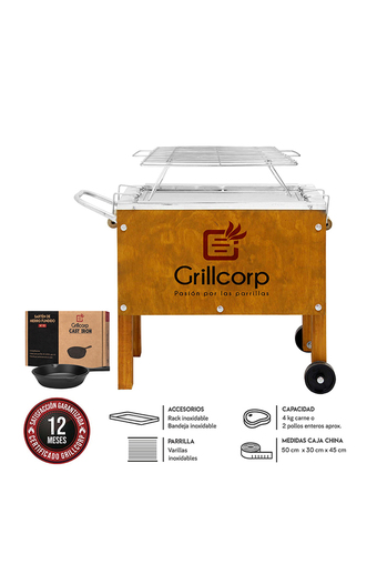 Tiendas EFE Caja china chica premium grillcorp + parr varillas inoxidables + sarten n15 oferta
