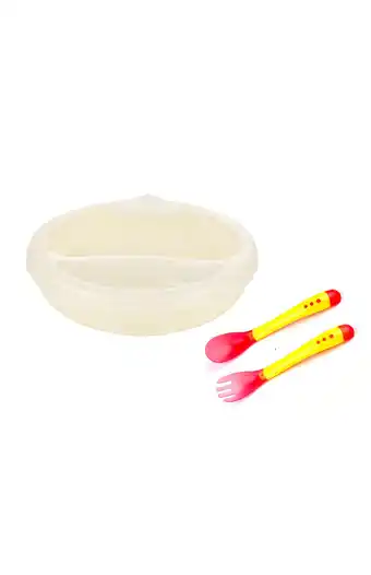 Tiendas EFE Set plato térmico con cubiertos baby fees amarillo oferta