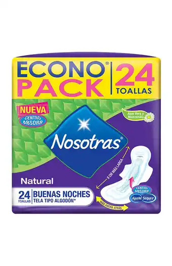 Tiendas EFE Toalla higiénica 24 unidades nosotras natural buenas noches oferta