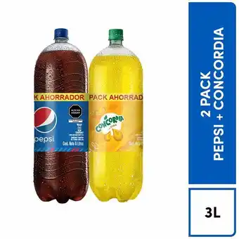 Vivanda Pack gaseosa pepsi botella 3l + gaseosa concordia piña botella 3l oferta
