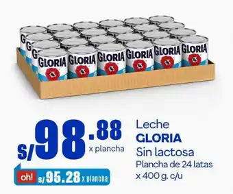 Makro Leche GLORIA sin Lactosa Plancha de 24 latas x 400g oferta