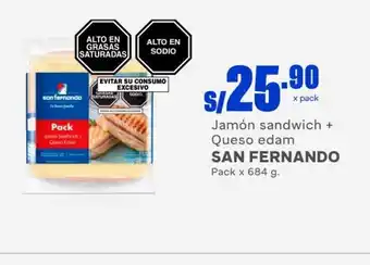 Makro Jamón Sandwich + Queso Edam SAN FERNANDO pack x 684g oferta