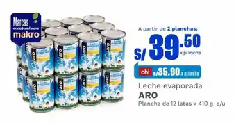 Makro Leche Evaporada ARO Plancha de 12 latas x 410g oferta