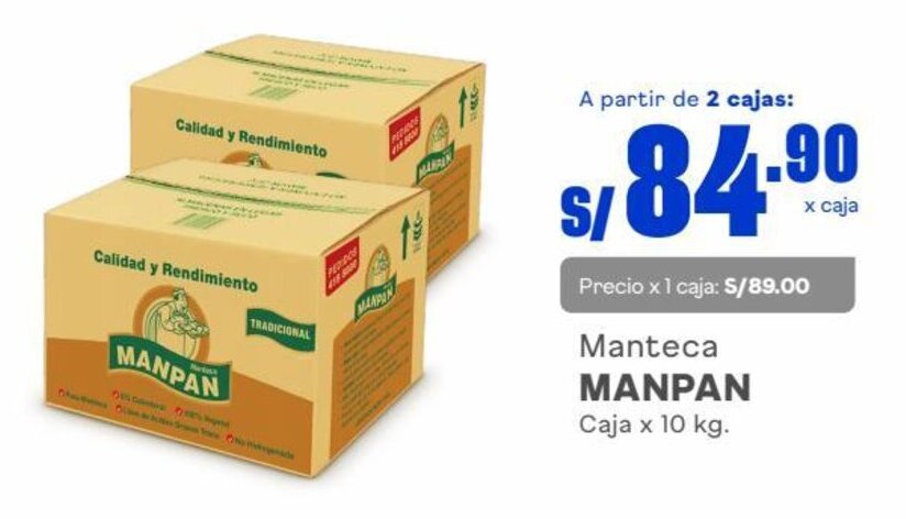 Manteca MANPAN caja x 10kg oferta en Makro