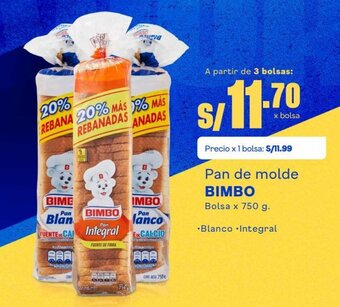 Makro Pan de Molde BIMBO bolsa x 750g oferta