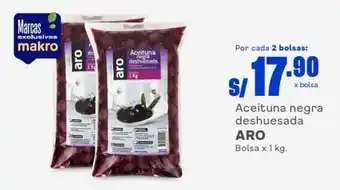 Makro Aceituna Negra Deshuesada ARO bolsa x 1kg oferta