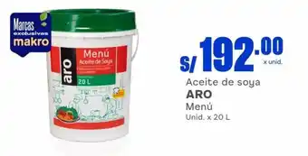 Makro Aceite de Soya ARO Menú unid x 20L oferta