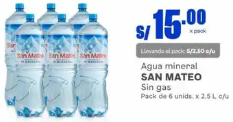 Makro San Mateo Agua Mineral Sin Gas Pack de 6 Unids x 2,5L c/u oferta