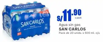 Makro San Carlos Agua Sin Gas Pack de 20 Unids x 500ml c/u oferta